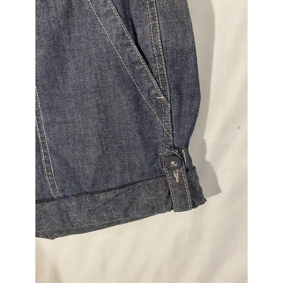 Calvin Klien Womens Cotton Chambray Shorts Sz 4 Blue Cuffed Hem w/Side Lapels - Picture 3 of 11